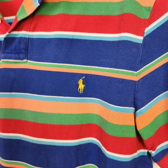 Polo Ralph Lauren Men's Shirt Short Sleeve Vintage Blue Red Stripe Size Large - Picture 4 of 7